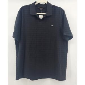 Michael Kors‎ NWT Men's Size XL MK Logo Textured Polo Shirt" Black MSRP$98.00